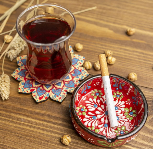 Hand-Painted Ceramic Ashtray Set of 4